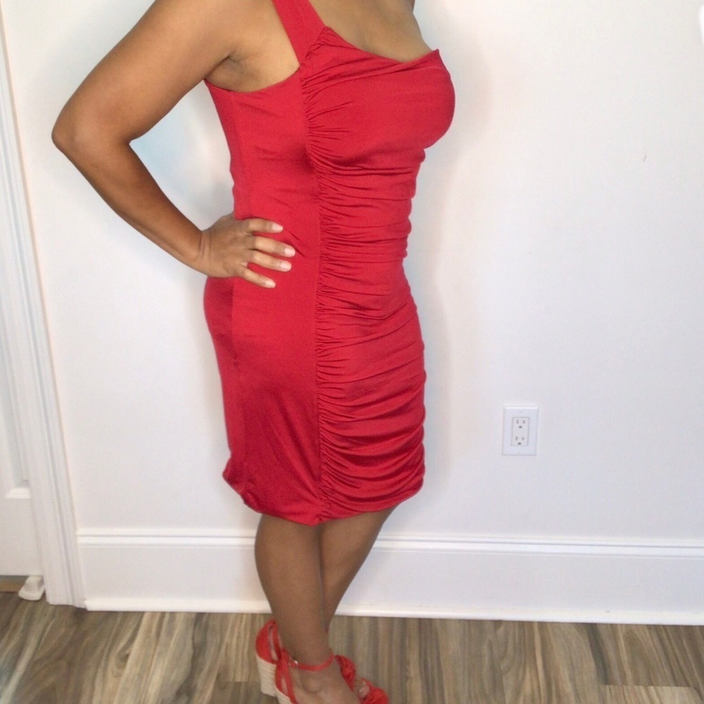 Charlotte Russe Sexy Red Ruched One Shoulder Sophisticated Dress Size XL